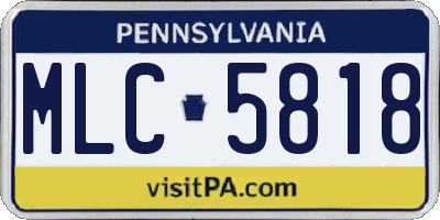 PA license plate MLC5818