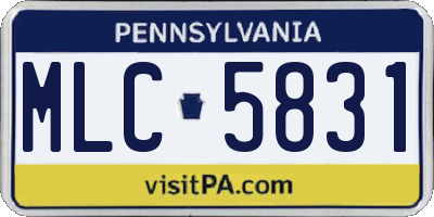 PA license plate MLC5831