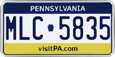 PA license plate MLC5835