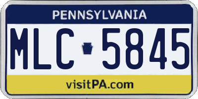 PA license plate MLC5845