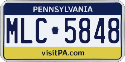 PA license plate MLC5848