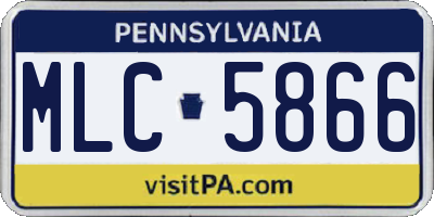 PA license plate MLC5866