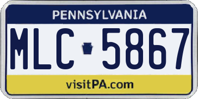 PA license plate MLC5867