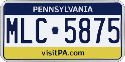 PA license plate MLC5875