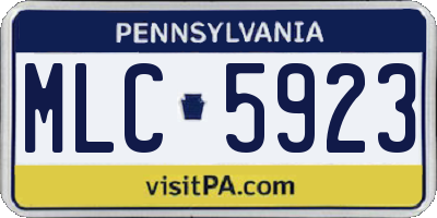 PA license plate MLC5923