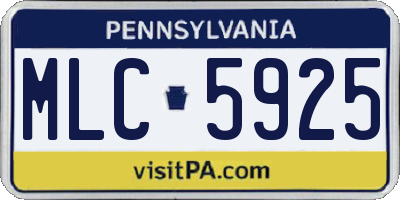 PA license plate MLC5925