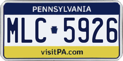 PA license plate MLC5926