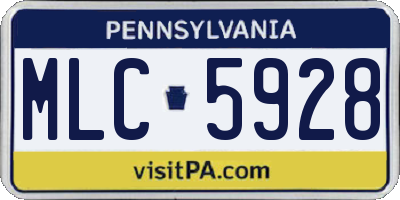 PA license plate MLC5928