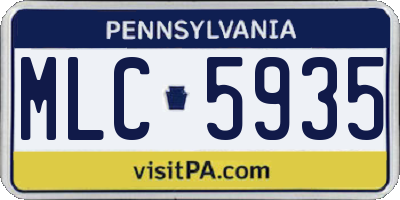 PA license plate MLC5935