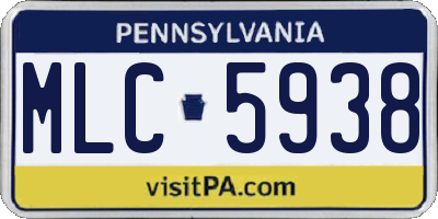 PA license plate MLC5938