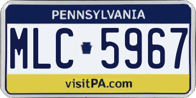 PA license plate MLC5967