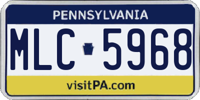PA license plate MLC5968