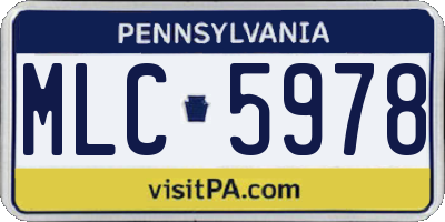 PA license plate MLC5978
