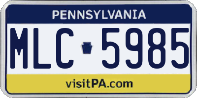 PA license plate MLC5985