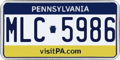 PA license plate MLC5986