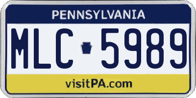 PA license plate MLC5989