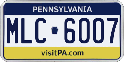 PA license plate MLC6007