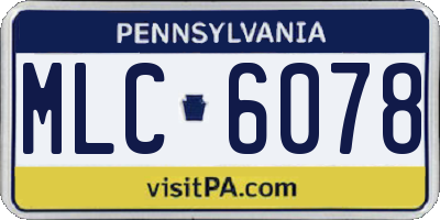 PA license plate MLC6078