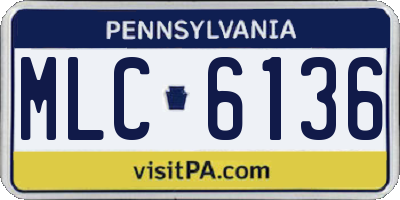 PA license plate MLC6136