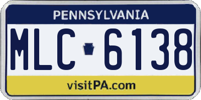 PA license plate MLC6138