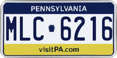 PA license plate MLC6216