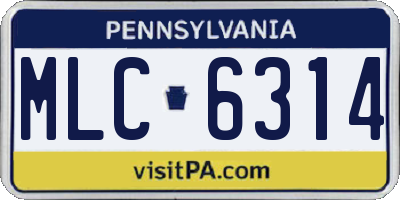 PA license plate MLC6314