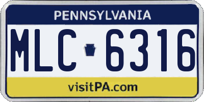 PA license plate MLC6316