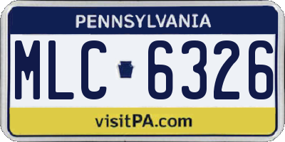 PA license plate MLC6326