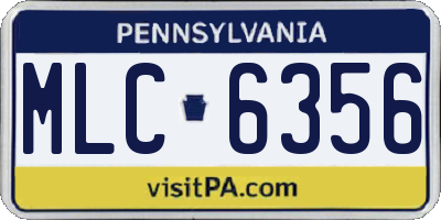 PA license plate MLC6356