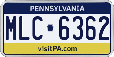 PA license plate MLC6362