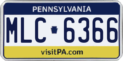 PA license plate MLC6366