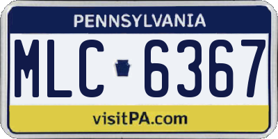 PA license plate MLC6367