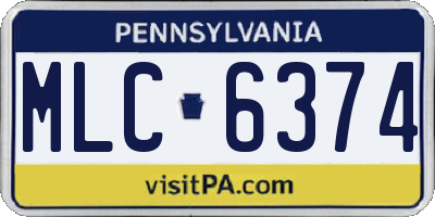 PA license plate MLC6374