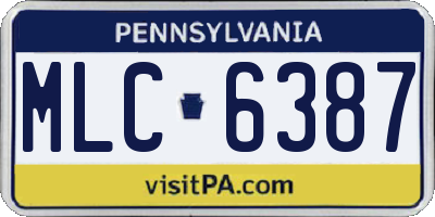 PA license plate MLC6387