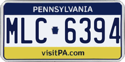 PA license plate MLC6394