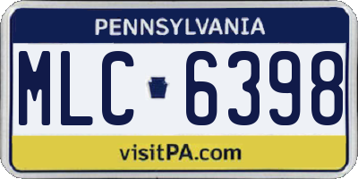 PA license plate MLC6398