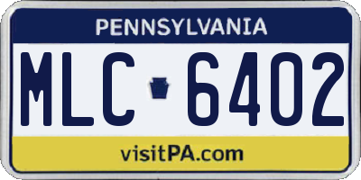 PA license plate MLC6402