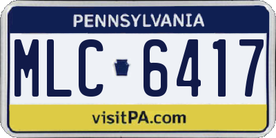 PA license plate MLC6417