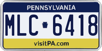 PA license plate MLC6418
