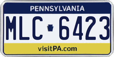 PA license plate MLC6423