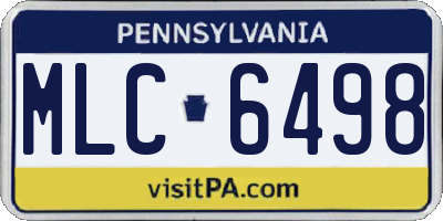 PA license plate MLC6498