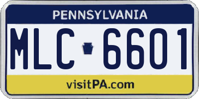 PA license plate MLC6601