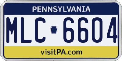 PA license plate MLC6604