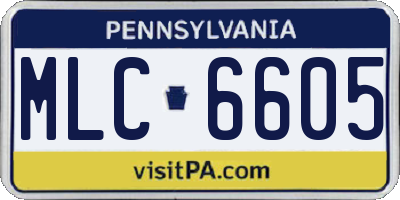 PA license plate MLC6605