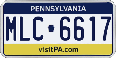PA license plate MLC6617