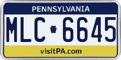 PA license plate MLC6645