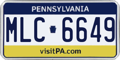 PA license plate MLC6649