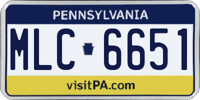 PA license plate MLC6651