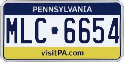 PA license plate MLC6654