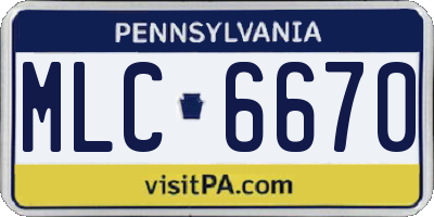 PA license plate MLC6670
